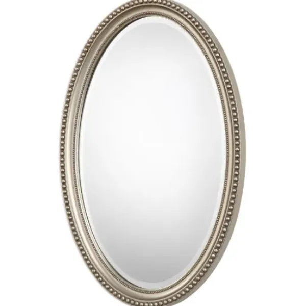 Decorative Mirrors-Kirkland's Home Metallic Silver Beaded Edge Oval Mirror