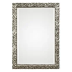 Decorative Mirrors-Kirkland's Home Metallic Silver Flowering Leaf Beveled Wall Mirror