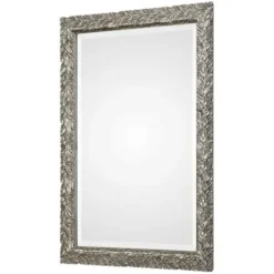 Decorative Mirrors-Kirkland's Home Metallic Silver Flowering Leaf Beveled Wall Mirror