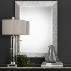 Decorative Mirrors-Kirkland's Home Metallic Silver Textured Frame Wall Mirror