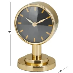 Decorative Accents-Kirkland's Home Metallic Steel Beveled Base Tabletop Clock Gold