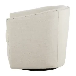 Accent Chairs-Kirkland's Home Metro Club Natural Swivel Chair With Nailhead Trim White