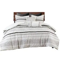 Duvets-Kirkland's Home Mia Striped 3-Pc. King Duvet Cover Set White