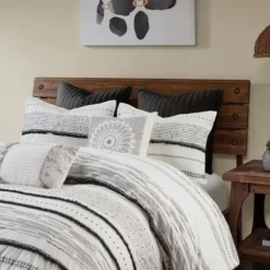 Duvets-Kirkland's Home Mia Striped 3-Pc. King Duvet Cover Set White