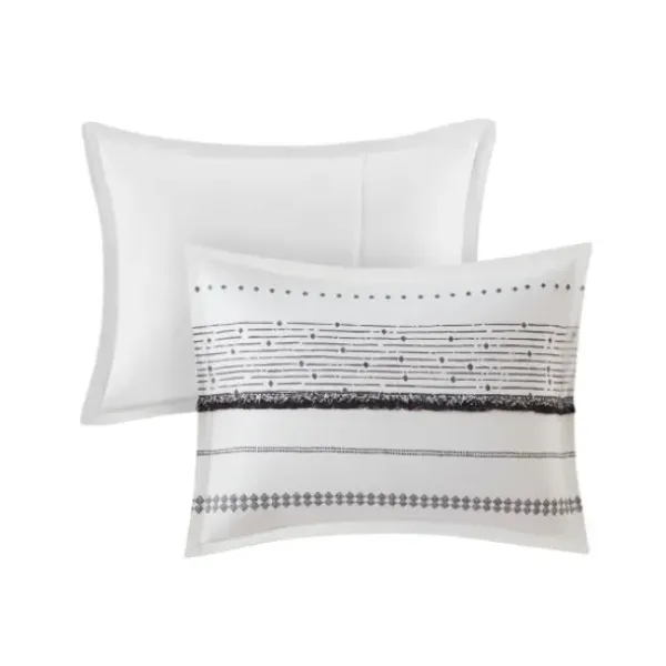 Duvets-Kirkland's Home Mia Striped 3-Pc. Queen Duvet Cover Set White