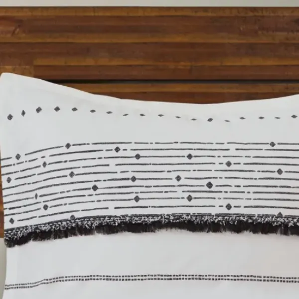Duvets-Kirkland's Home Mia Striped 3-Pc. Queen Duvet Cover Set White