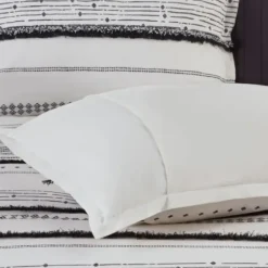 Duvets-Kirkland's Home Mia Striped 3-Pc. Queen Duvet Cover Set White