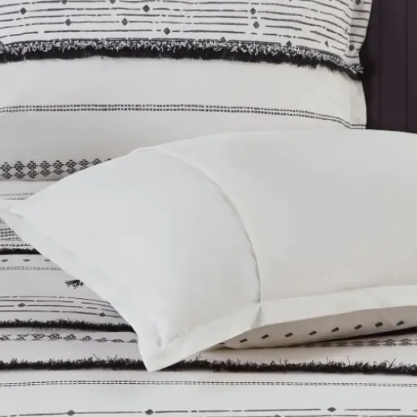 Duvets-Kirkland's Home Mia Striped 3-Pc. Queen Duvet Cover Set White