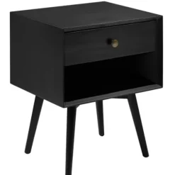 Nightstands-Kirkland's Home Mid-Century Cubby Nightstand Black