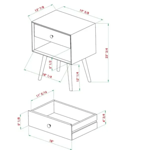 Nightstands-Kirkland's Home Mid-Century Cubby Nightstand Black