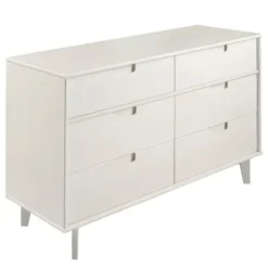 Dressers & Chests-Kirkland's Home Midcentury Grooved Handles Dresser White