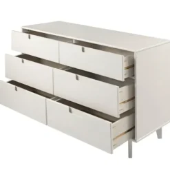 Dressers & Chests-Kirkland's Home Midcentury Grooved Handles Dresser White