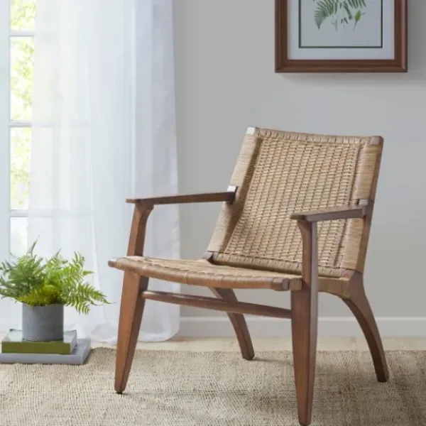 Accent Chairs-Kirkland's Home Mid-Century Modern Rattan Accent Chair Brown