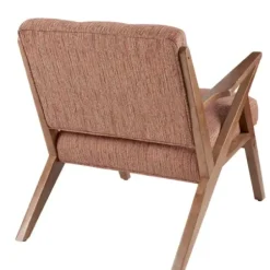 Accent Chairs-Kirkland's Home Mid-Century Pecan Finish Accent Chair Orange