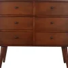 Dressers & Chests-Kirkland's Home Mid-Century Six Drawer Accent Chest Brown