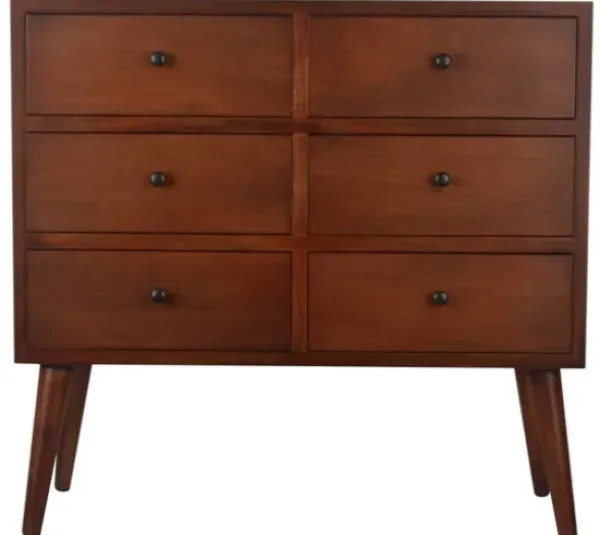 Dressers & Chests-Kirkland's Home Mid-Century Six Drawer Accent Chest Brown