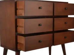 Dressers & Chests-Kirkland's Home Mid-Century Six Drawer Accent Chest Brown