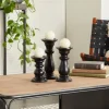 Candle Holders-Kirkland's Home Midnight Distressed Wood Candle Holders, Set Of 3 Black