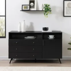 Cabinets & Sideboards-Kirkland's Home Midnight Mid-Century Modern Sideboard