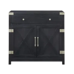 Cabinets & Sideboards-Kirkland's Home Midnight X-Shaped Doors Decorative Chest Black