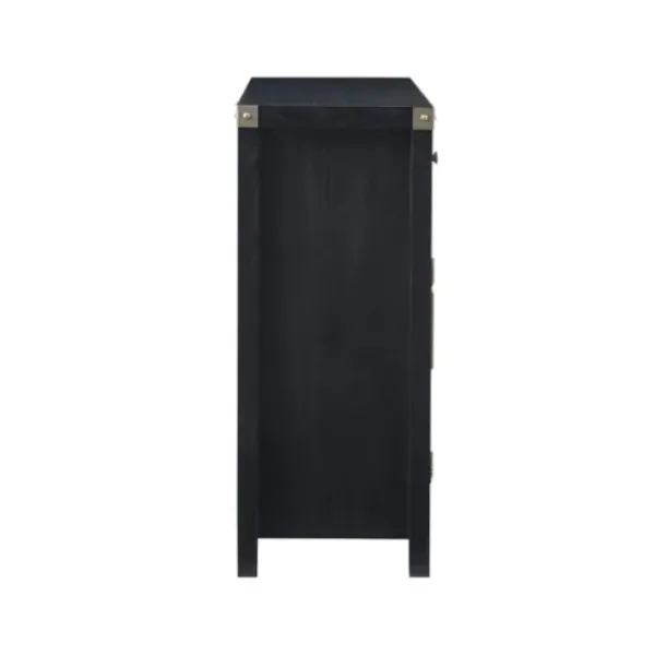 Cabinets & Sideboards-Kirkland's Home Midnight X-Shaped Doors Decorative Chest Black