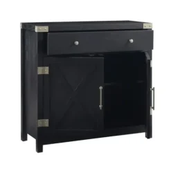 Cabinets & Sideboards-Kirkland's Home Midnight X-Shaped Doors Decorative Chest Black