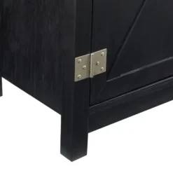 Cabinets & Sideboards-Kirkland's Home Midnight X-Shaped Doors Decorative Chest Black