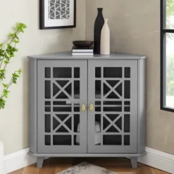 Cabinets & Sideboards-Kirkland's Home Mikie Corner Cabinet Gray