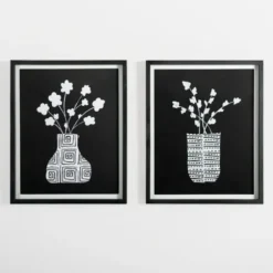 Framed Art-Kirkland's Home Millennial Floral Ii Framed Art Print Black/White