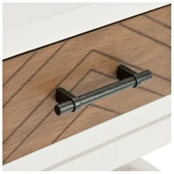 Accent & End Tables-Kirkland's Home Milo Honey Herringbone Accent Table White/Brown