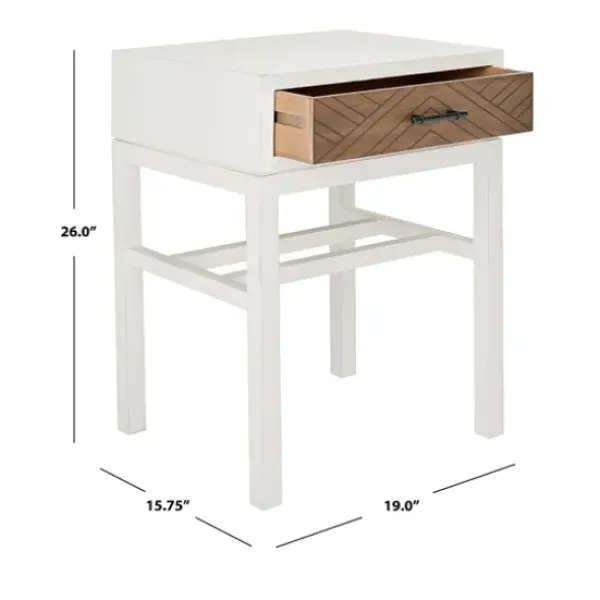 Accent & End Tables-Kirkland's Home Milo Honey Herringbone Accent Table White/Brown