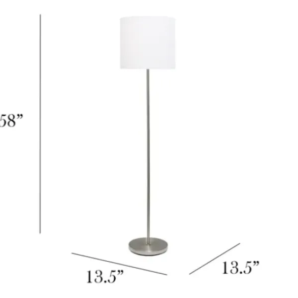 Floor Lamps-Kirkland's Home Minimal Brushed Nickel Stem Floor Lamp White