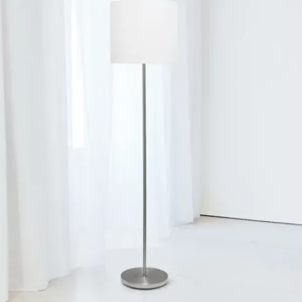 Floor Lamps-Kirkland's Home Minimal Brushed Nickel Stem Floor Lamp White