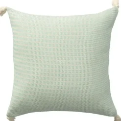 Pillows-Kirkland's Home Mint Trapeze Organic Cotton Throw Pillow Green/Ivory
