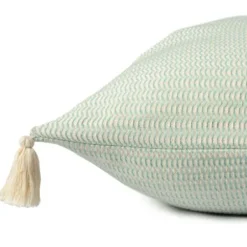 Pillows-Kirkland's Home Mint Trapeze Organic Cotton Throw Pillow Green/Ivory
