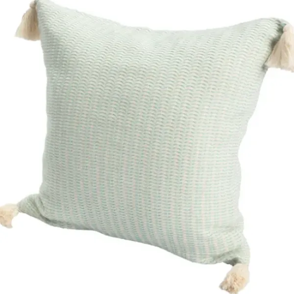 Pillows-Kirkland's Home Mint Trapeze Organic Cotton Throw Pillow Green/Ivory