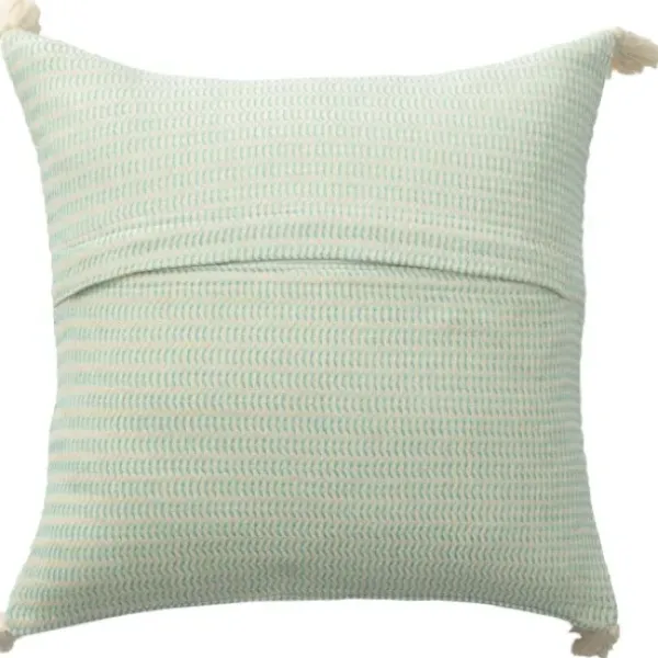 Pillows-Kirkland's Home Mint Trapeze Organic Cotton Throw Pillow Green/Ivory