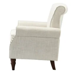 Accent Chairs-Kirkland's Home Miriam Nailhead Trim Armchair Ivory