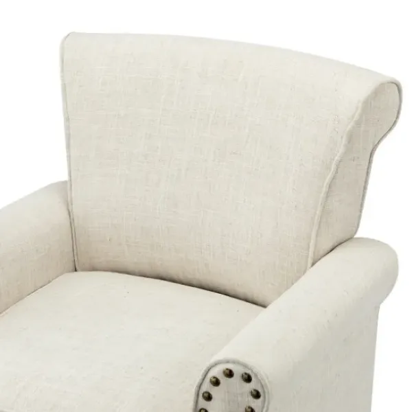 Accent Chairs-Kirkland's Home Miriam Nailhead Trim Armchair Ivory