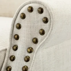 Accent Chairs-Kirkland's Home Miriam Nailhead Trim Armchair Ivory