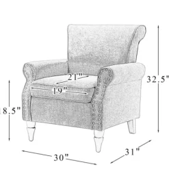 Accent Chairs-Kirkland's Home Miriam Nailhead Trim Armchair Ivory