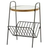 Accent & End Tables-Kirkland's Home Mirror Top Magazine Rack Side Table Black/Gold