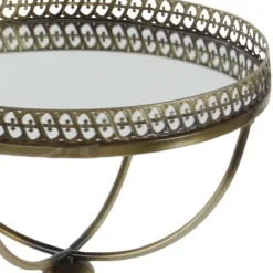 Accent & End Tables-Kirkland's Home Mirror Top Metal Accent Table Gold