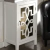 Cabinets & Sideboards-Kirkland's Home Mirrored 1-Door Cabinet With Overlay Pattern White