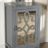 Cabinets & Sideboards-Kirkland's Home Mirrored 1-Door Cabinet With Overlay Pattern Gray