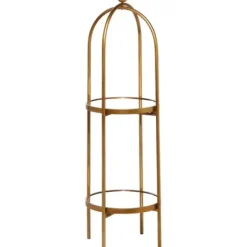 Bookshelves-Kirkland's Home Mirrored Two-Tier Cage Shelf Gold