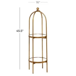 Bookshelves-Kirkland's Home Mirrored Two-Tier Cage Shelf Gold