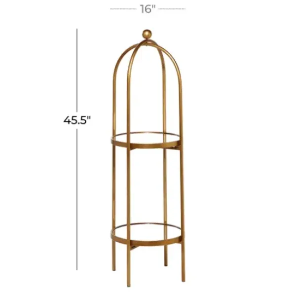 Bookshelves-Kirkland's Home Mirrored Two-Tier Cage Shelf Gold
