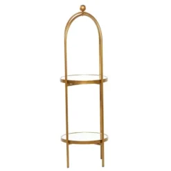 Bookshelves-Kirkland's Home Mirrored Two-Tier Cage Shelf Gold