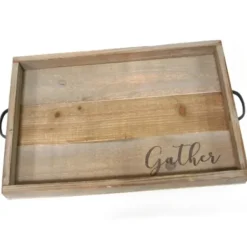 Decorative Trays-Kirkland's Home Mirrored Wood Oval Tray Brown/Silver